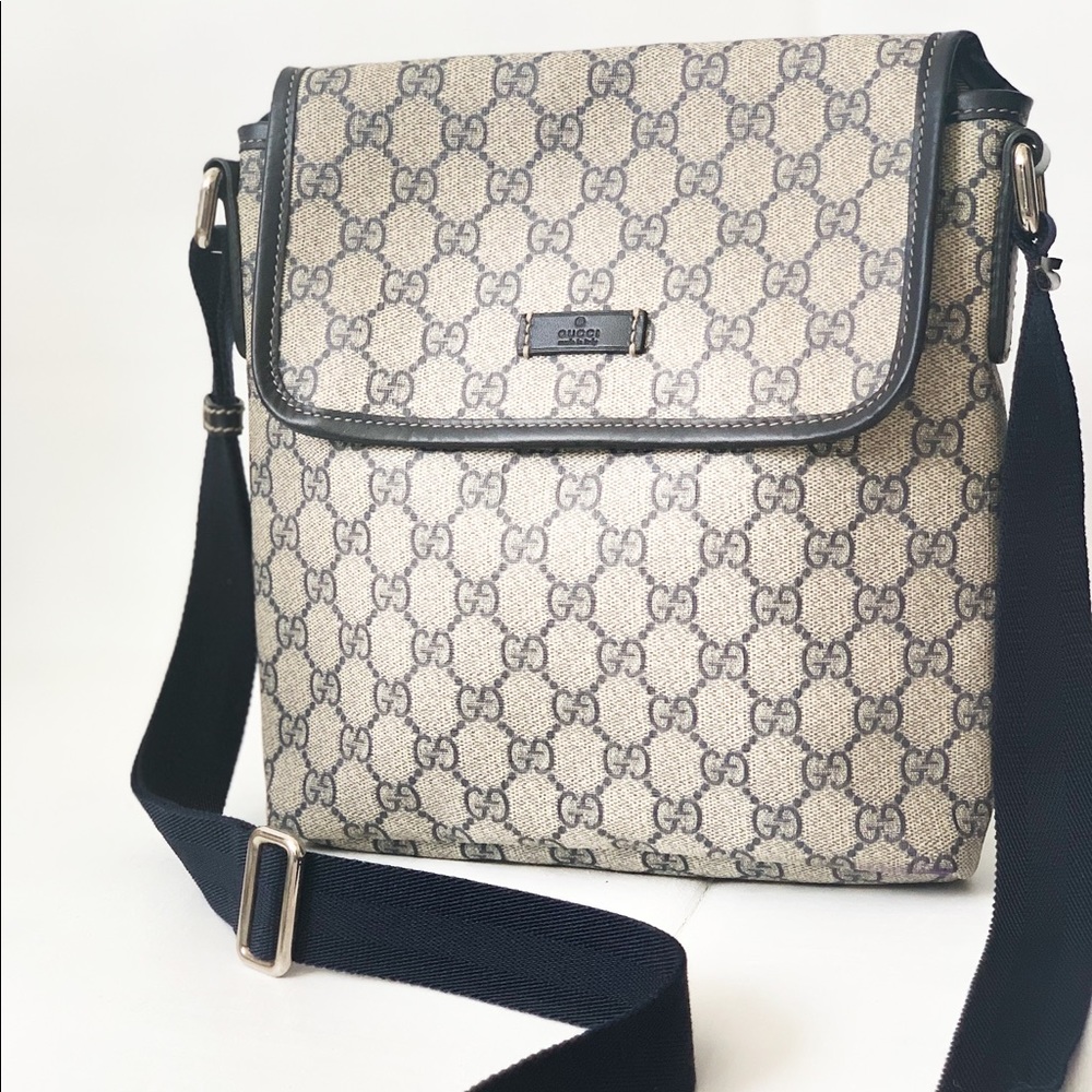Authentic GUCCI GG Canvas Flap Messenger Bag